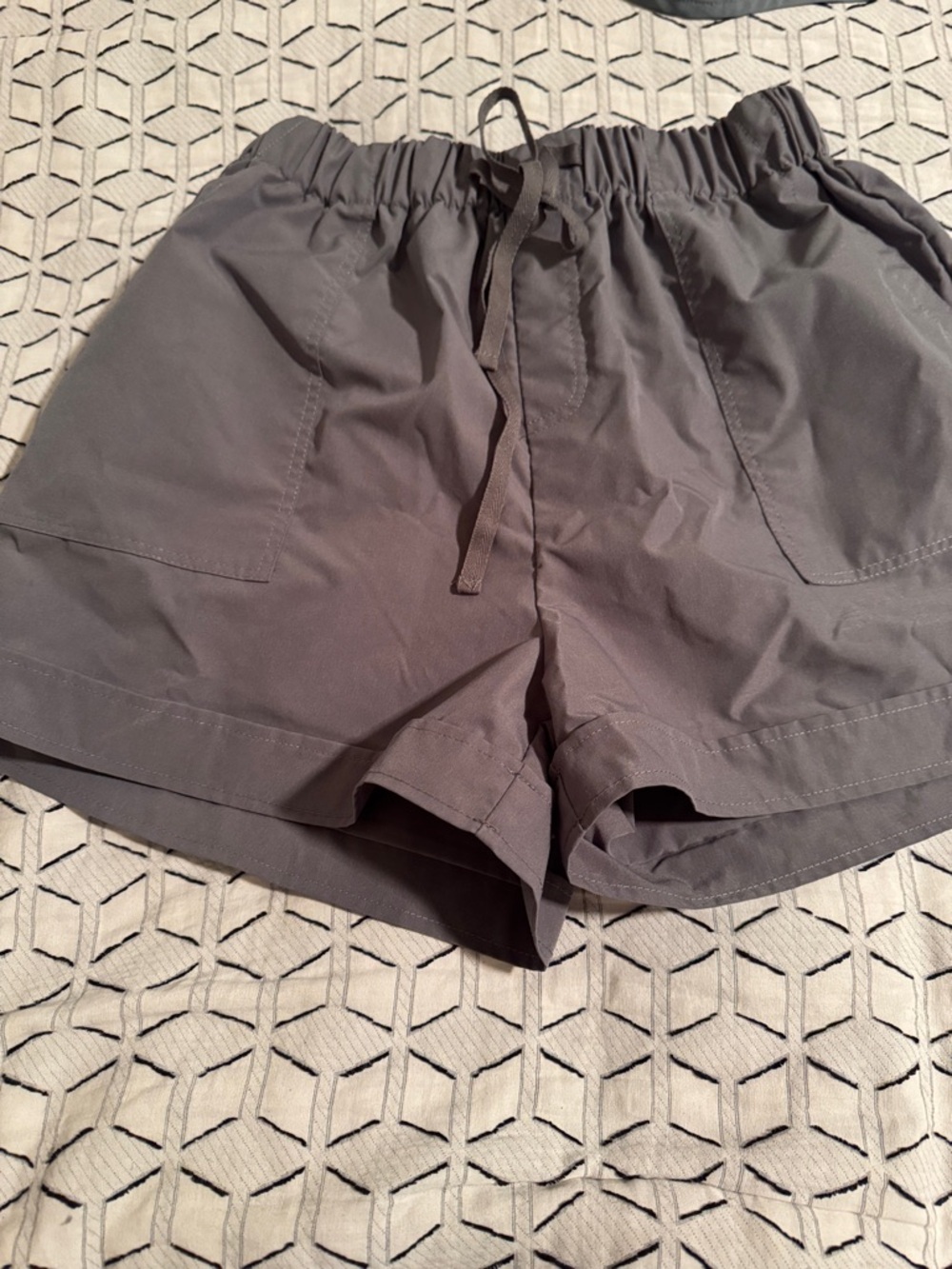 Women's Gray Elastic-Waist Utility Shorts
